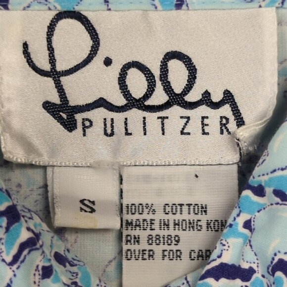 Lilly Pulitzer Vintage Blue Floral Button Down Long Sleeve Blouse, Women's Small - Picture 3 of 6